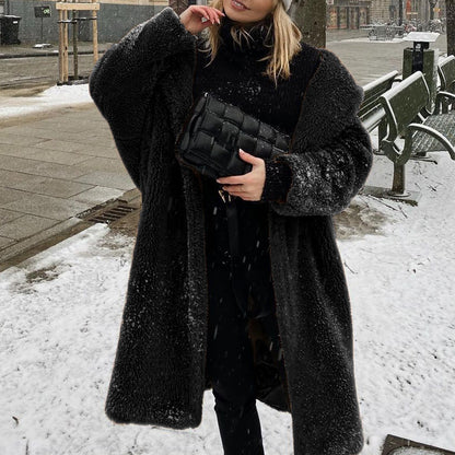 Chic Autumn Fashion Faux Fur Edge Long Outwear Coats For Women