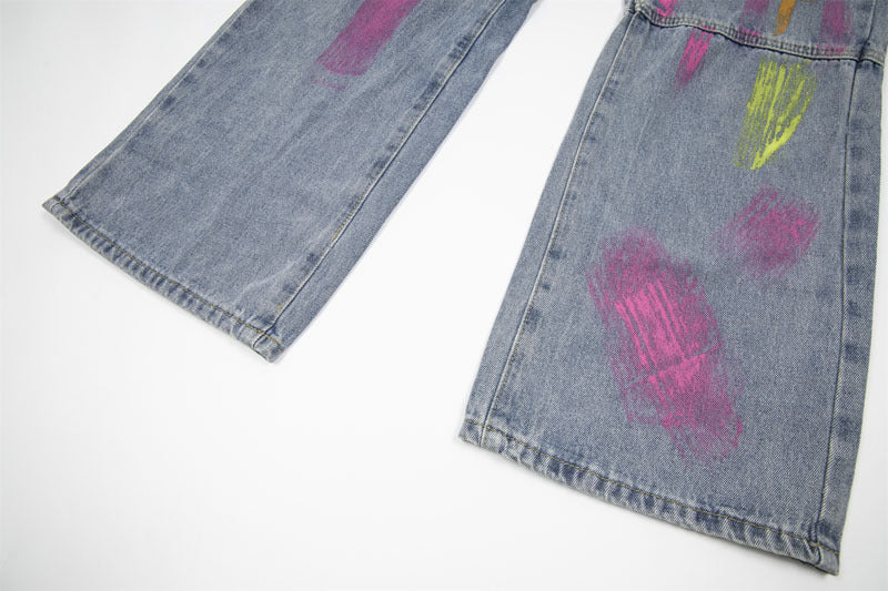 American Street Style Graffiti Print Jeans