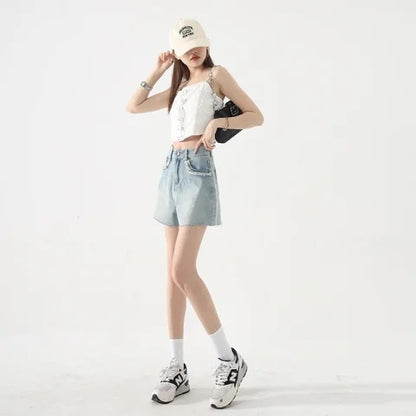 Womens Slim High Waist Denim Short