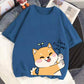 Cotton Japanese Cute Meow Cat Summer T-Shirts For Women