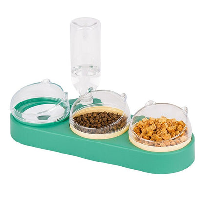 500ml Water Bottle Double Feeder Automatic Cat Bowl