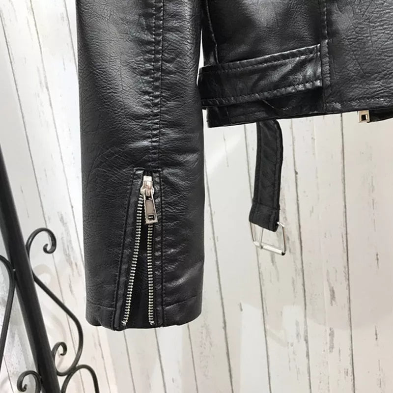 Womens Black Printed Soft Leather Jacket