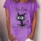 Shocked Cat Says It's Fine Funny Summer T-Shirts For Women