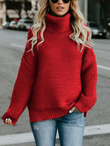 Womens Loose Fit Turtleneck Warm Sweater