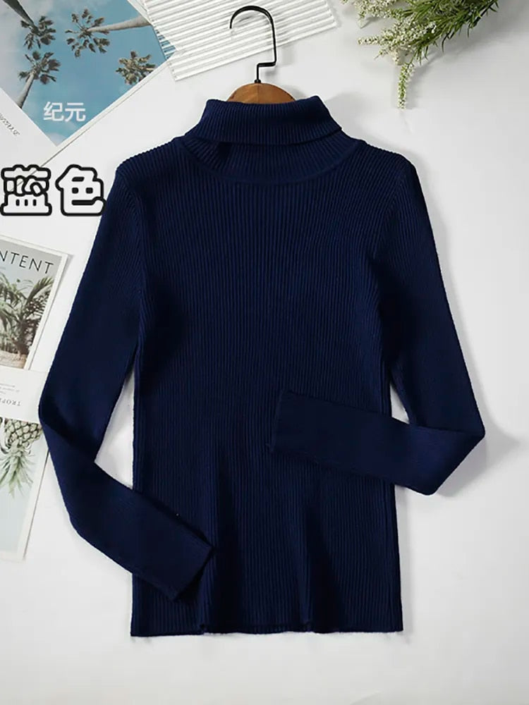 Womens Turtleneck Basic Knitted Sweaters
