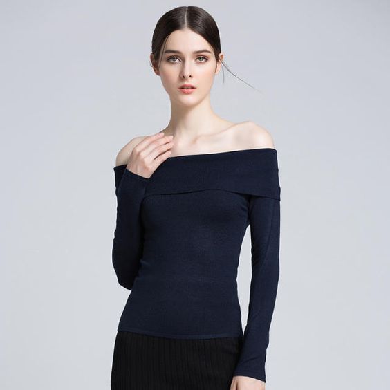 Women Elegance Light Open Shoulder Sweaters