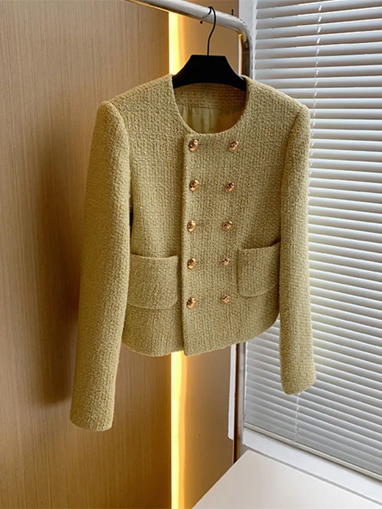 Womens Yellow Elegant Tweed jacket