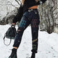Women's Distressed High Waist Graffiti Jeans