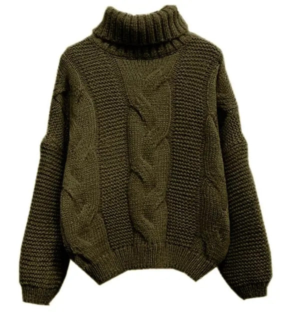 Women Casual Autumn Winter Turtleneck Knitted Sweaters