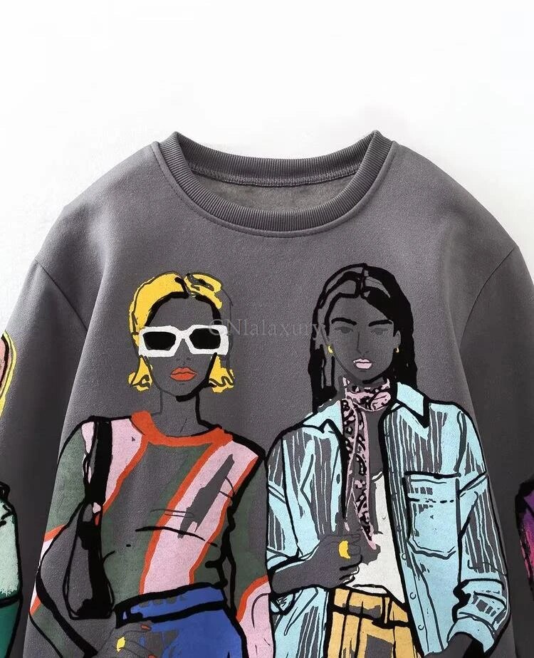Women's O Neck Character Printed Sweatshirt