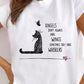 Black Draw Cats Slogan Print Cotton Summer T Shirts Women