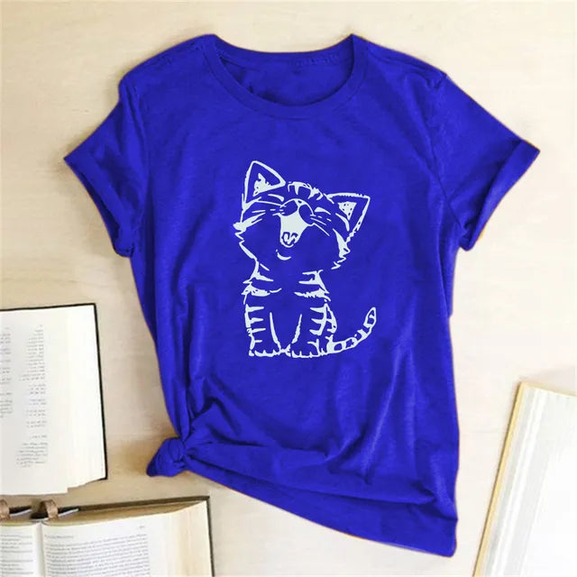 Women's Meowing New Graphic Cat T Shirts