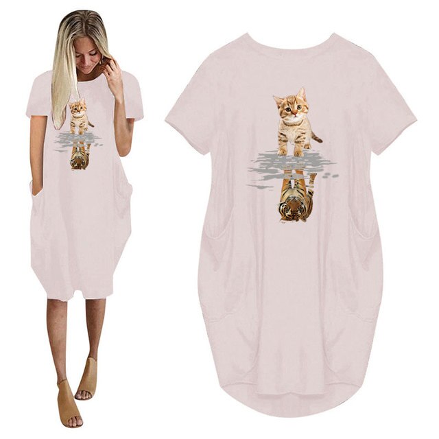 Women's Tiger Cat Long T-Shirts