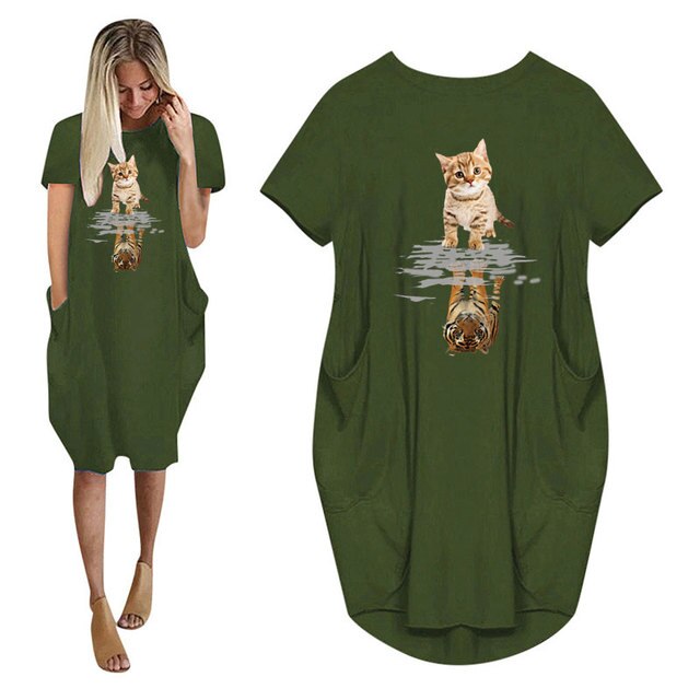 Women's Tiger Cat Long T-Shirts