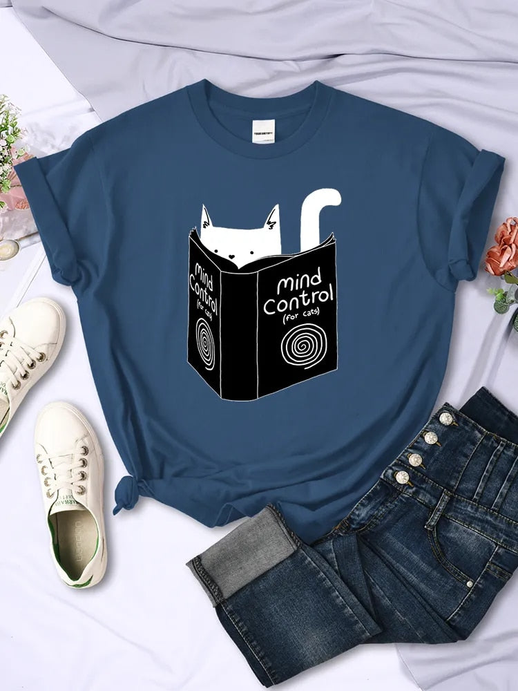Women's Cats Mind Control Book T Shirts