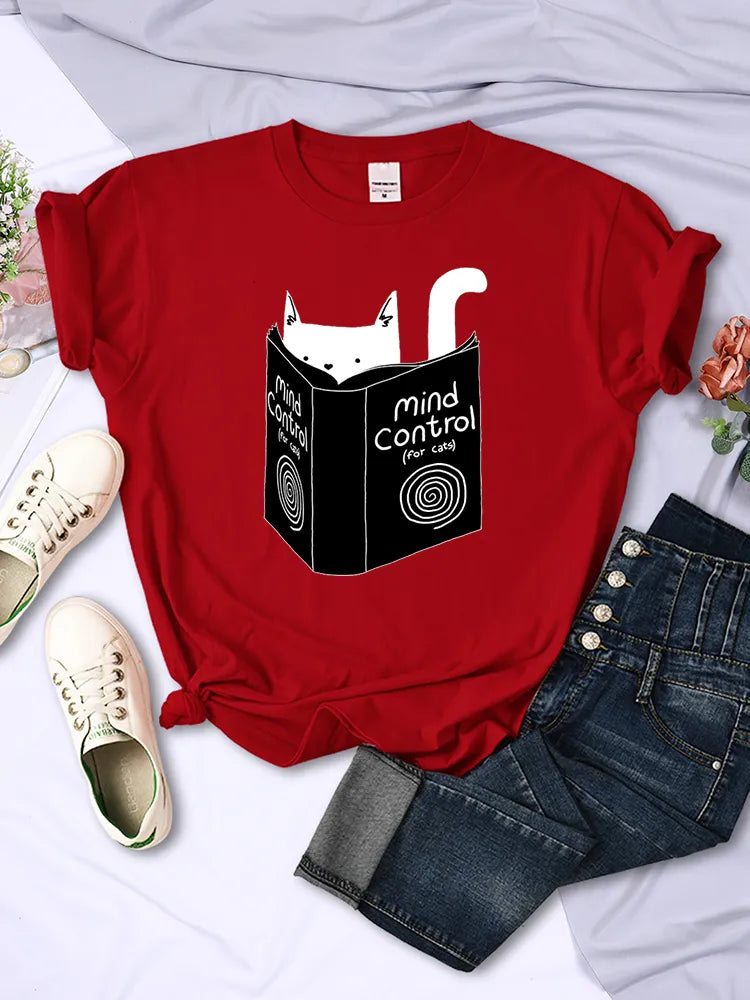 Women's Cats Mind Control Book T Shirts
