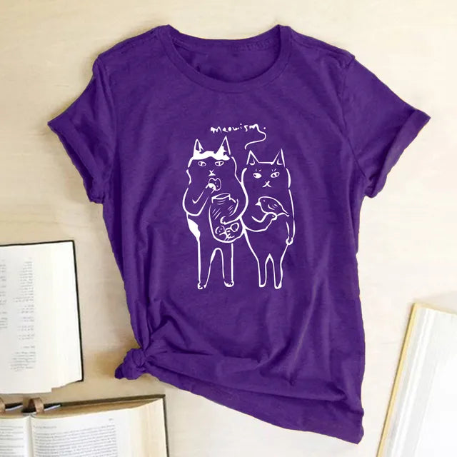 Women's Drawing Cats Graphic T Shirts