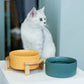Cats Wooden Platform Ceramic Healthy Bowls