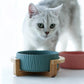 Cats Wooden Platform Ceramic Healthy Bowls