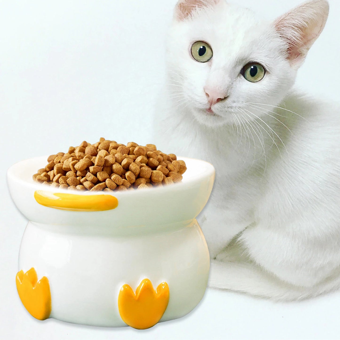 Cool Cartoon Style Ceramic Round Bowl For Cats