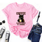 Coffee Lover Black Cat Summer Women T Shirts