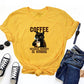 Coffee Lover Black Cat Summer Women T Shirts