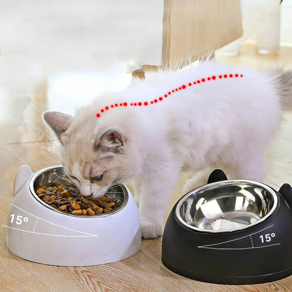 Cats Stainless Steel 15 Degrees Tilted Feeding Bowl