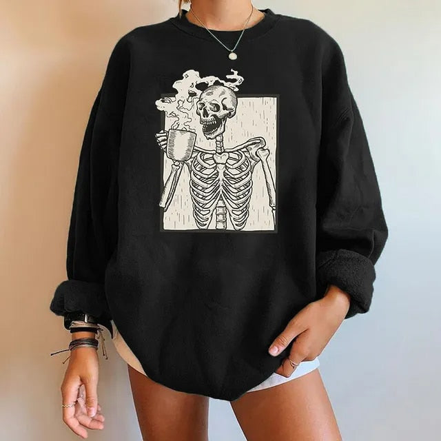 Women's Casual Skeleton Printed Sweatshirts