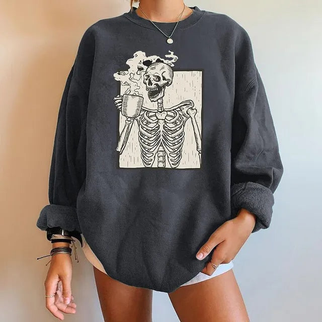 Women's Casual Skeleton Printed Sweatshirts