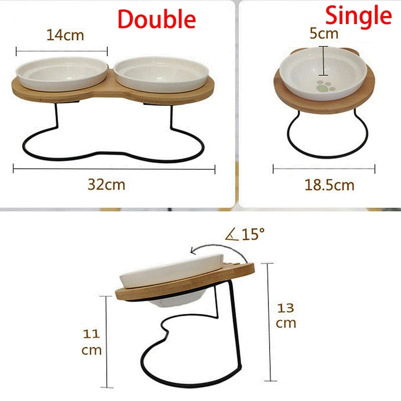 Stainless Steel Shelf High-End Ceramic Bowls For Cats Dogs