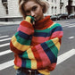 Women Turtleneck Rainbow Sweater