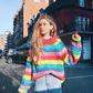 Women Turtleneck Rainbow Sweater