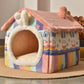 Foldable Octagonal Cartoon Themed Cave House For Cats Dogs
