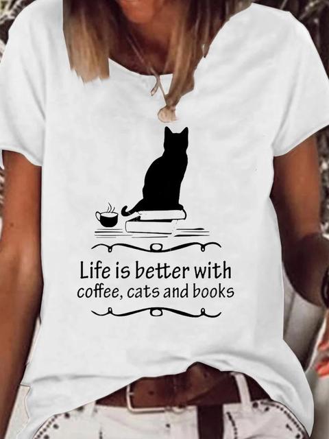 The Fundamental Triad of Life Funny Black Cat Summer Women T-Shirts