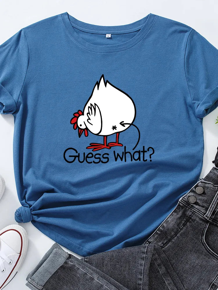Women's Chicken Graphic Basic T Shirts