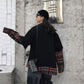 Korean Style Oversized Plaid Winter Sweatshirt For Women