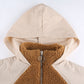 Womens Casual Patchwork Hooded Jacket