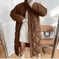 New Korean Style Long Stand-Up Collar Argyle Pattern Parka Coat For Women