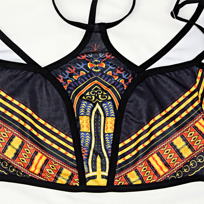 African Style Long Sleeve Bikini Set