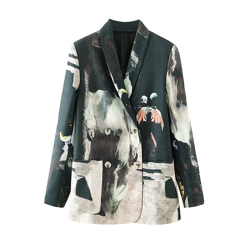 Elegant Patchwork Blazer Jacket For Women