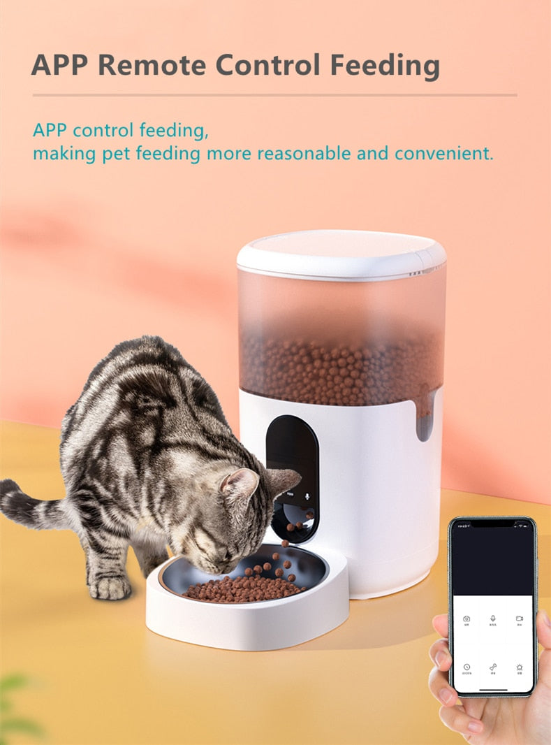 Stainless Steel Audio Recorder 4L WiFi App Automatic Cat Dog Pet Feeder