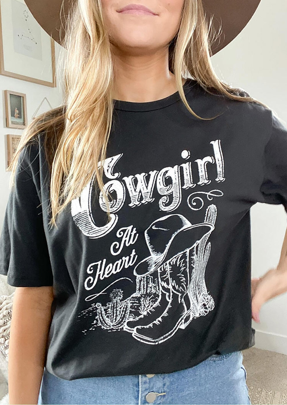 Women's Cowgirl At Heart Print T Shirt
