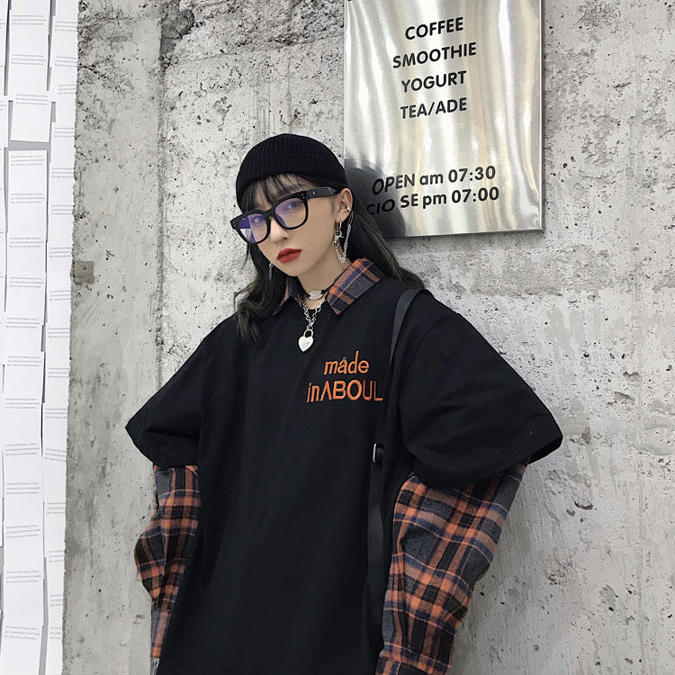 Korean Style Oversized Plaid Winter Sweatshirt For Women
