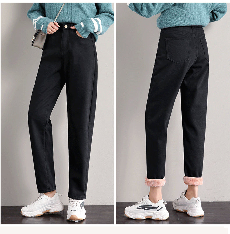 Velvet Ankle Length Cool Elegant Zipper Fly Women Pants