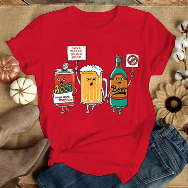 Cool Graphic Save Water Drink Beer Women T Shirts