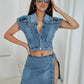 Chic Denim Mini Skirt and Top Outfit Set