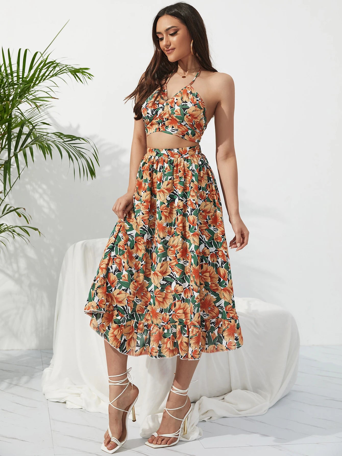 Chic Beach Vacation Two-Piece Skirt Set