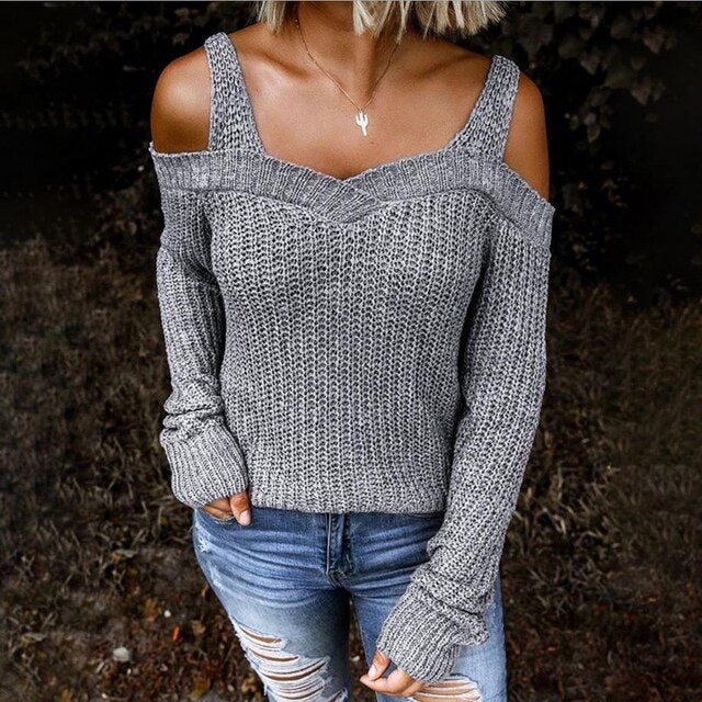 Womens Strappy Thick Knitted Sweaters