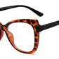 Womens Leopard Frame Oversized Cat Eye Glasses