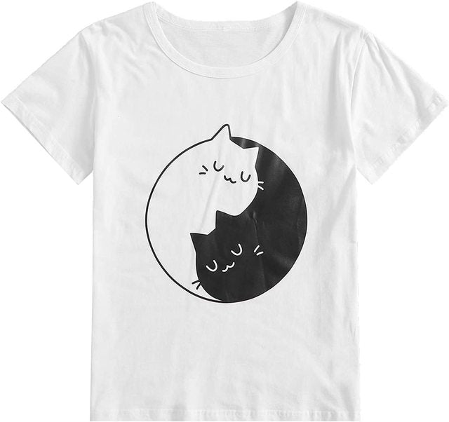 Women's Cat Yin Yang Summer T Shirts